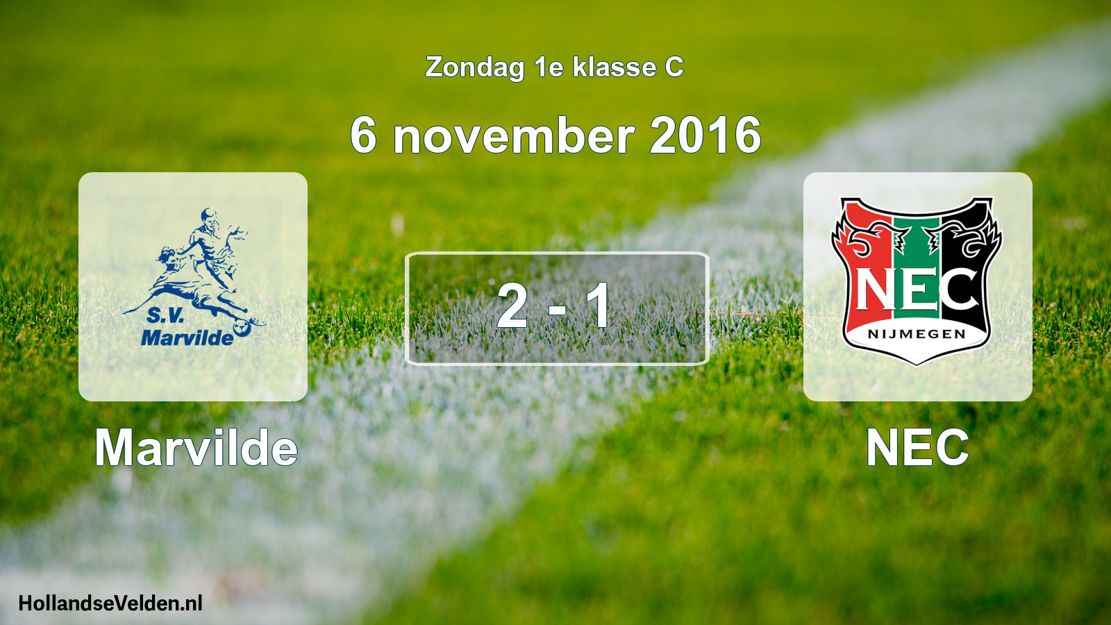 Total number of matches played: Marvilde - NEC 2 - 1 (6 November 2016)