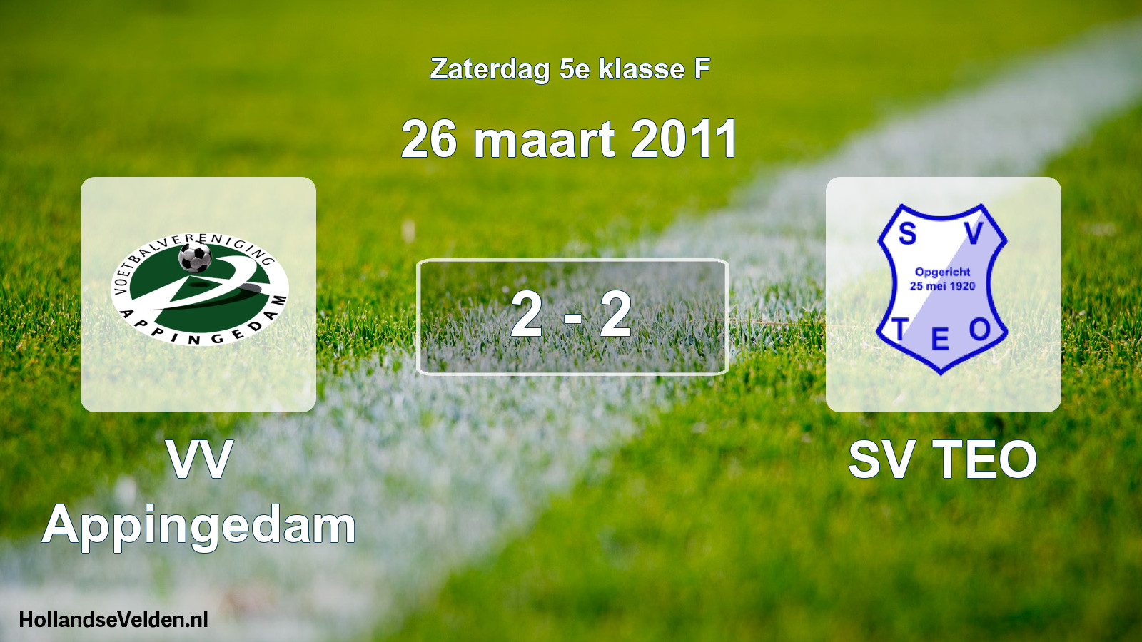 Total number of matches played: VV Appingedam - SV TEO 2 - 2 (26 March 2011)