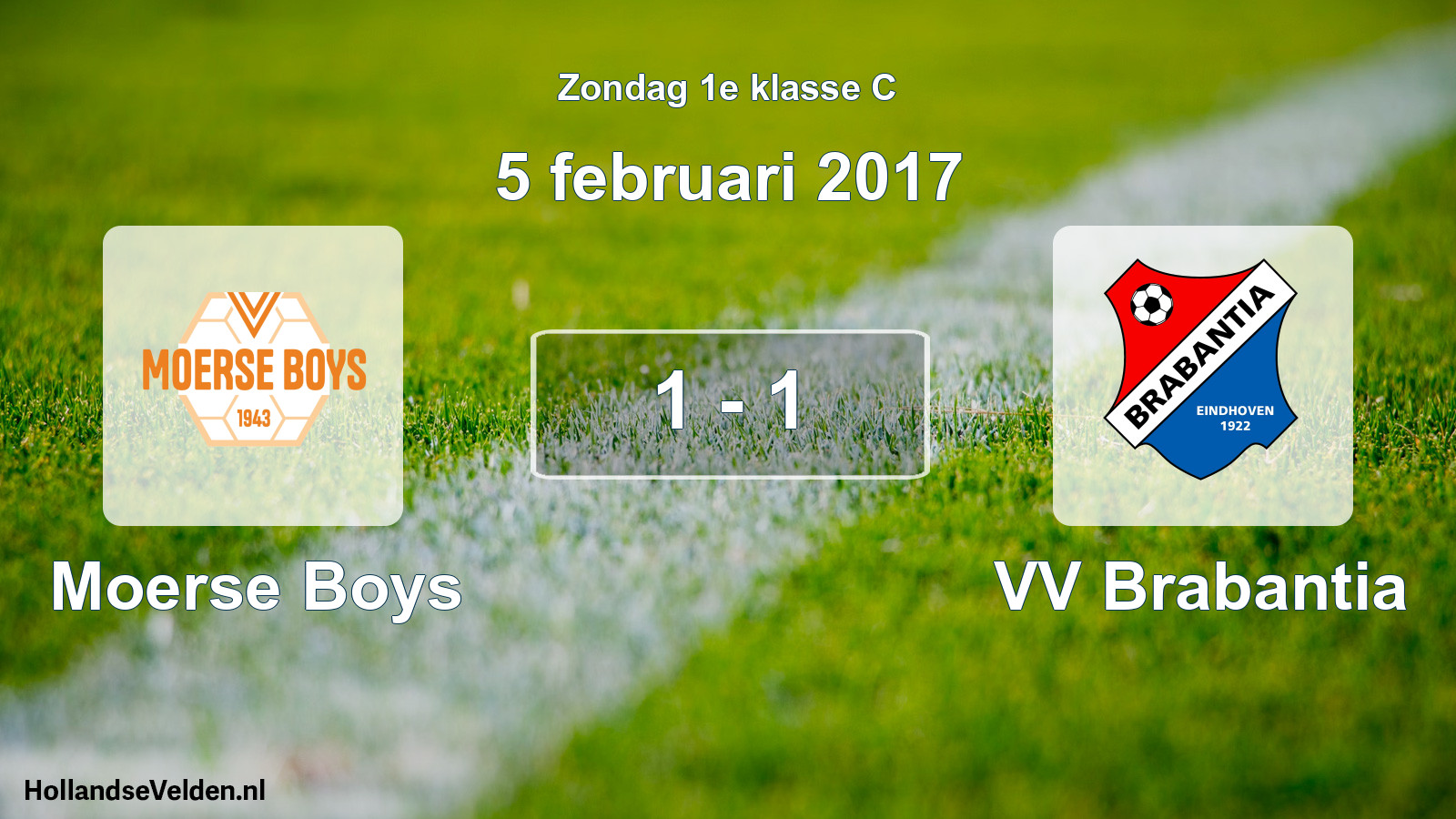 Total number of matches played: Moerse Boys - VV Brabantia 1 - 1 (5 February 2017)