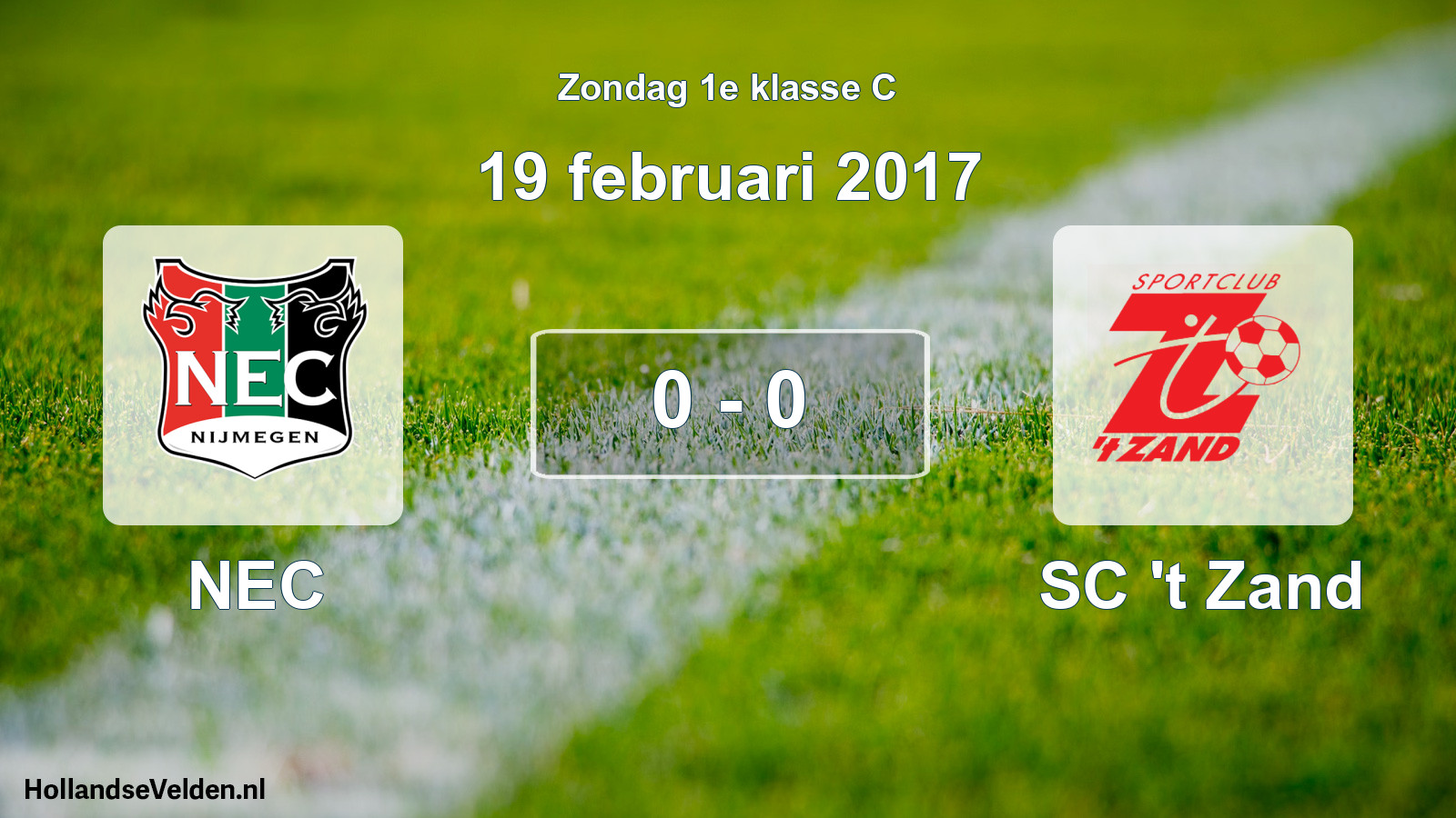 Total number of matches played: NEC - SC 't Zand 0 - 0 (19 February 2017)