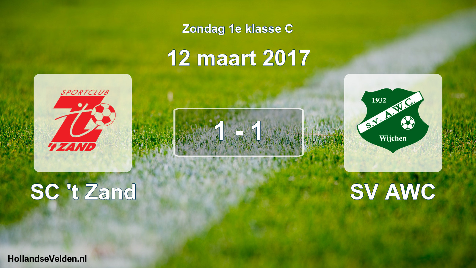 Total number of matches played: SC 't Zand - SV AWC 1 - 1 (12 March 2017)