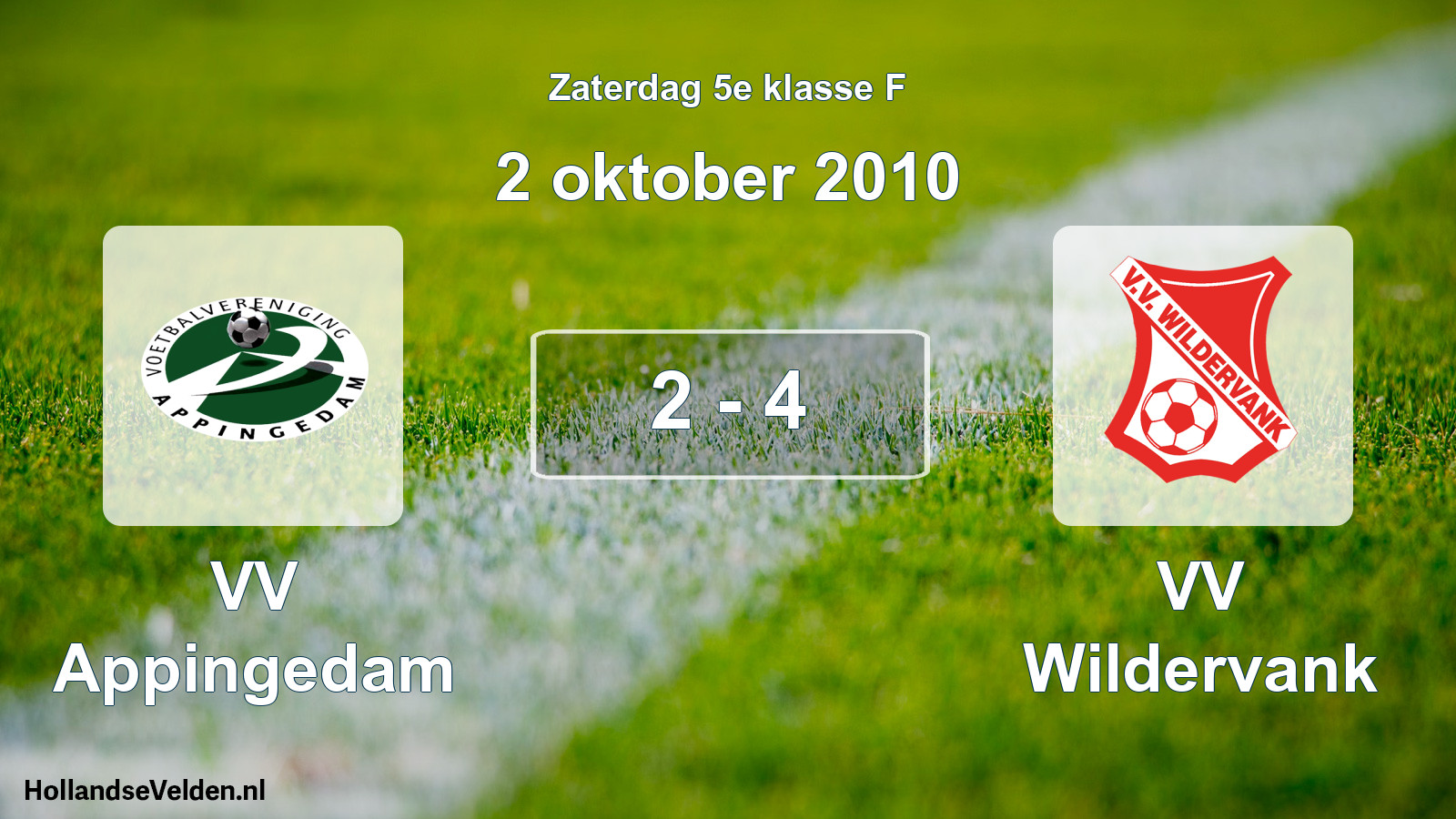 Total number of matches played: VV Appingedam - VV Wildervank 2 - 4 (2 October 2010)