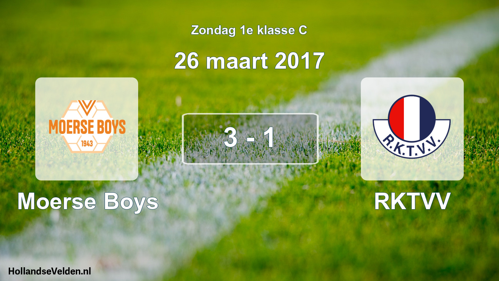 Total number of matches played: Moerse Boys - RKTVV 3 - 1 (26 March 2017)