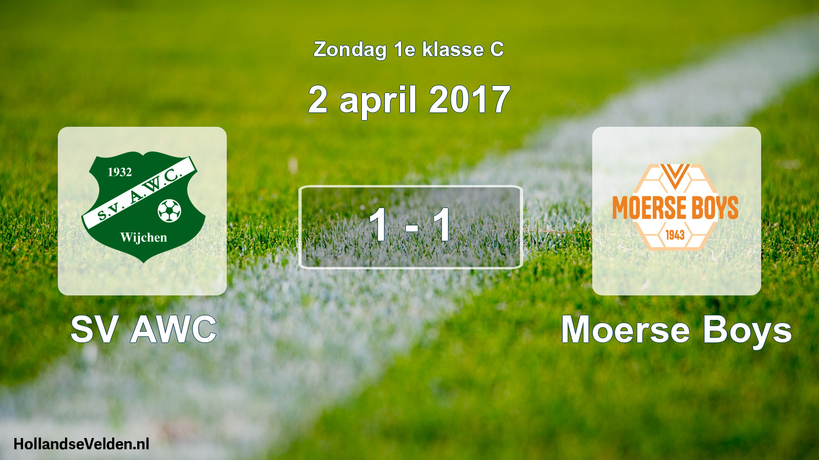 Total number of matches played: SV AWC - Moerse Boys 1 - 1 (2 April 2017)