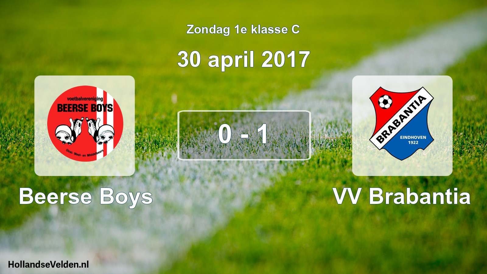 Total number of matches played: Beerse Boys - VV Brabantia 0 - 1 (30 April 2017)