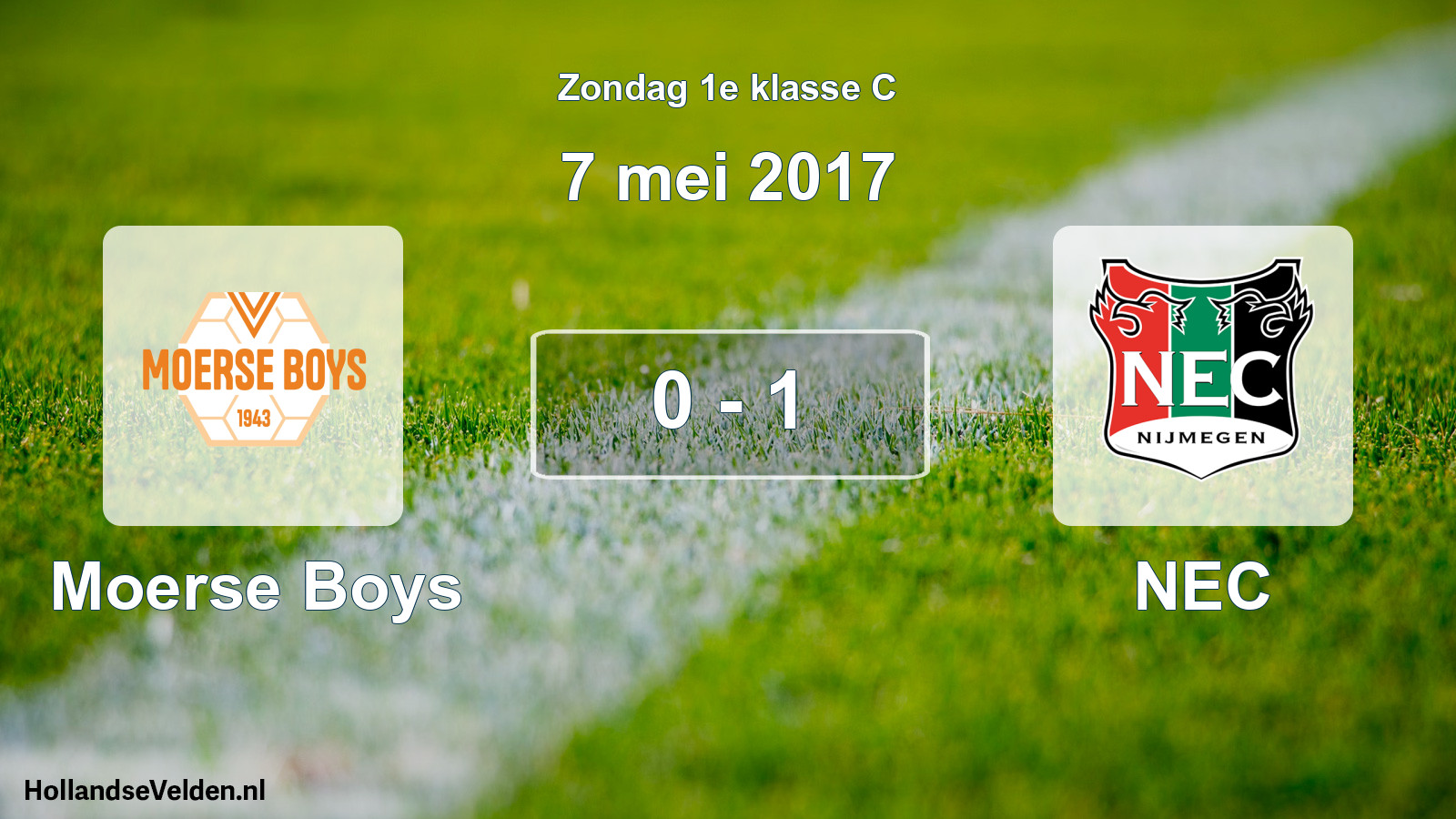 Total number of matches played: Moerse Boys - NEC 0 - 1 (7 May 2017)