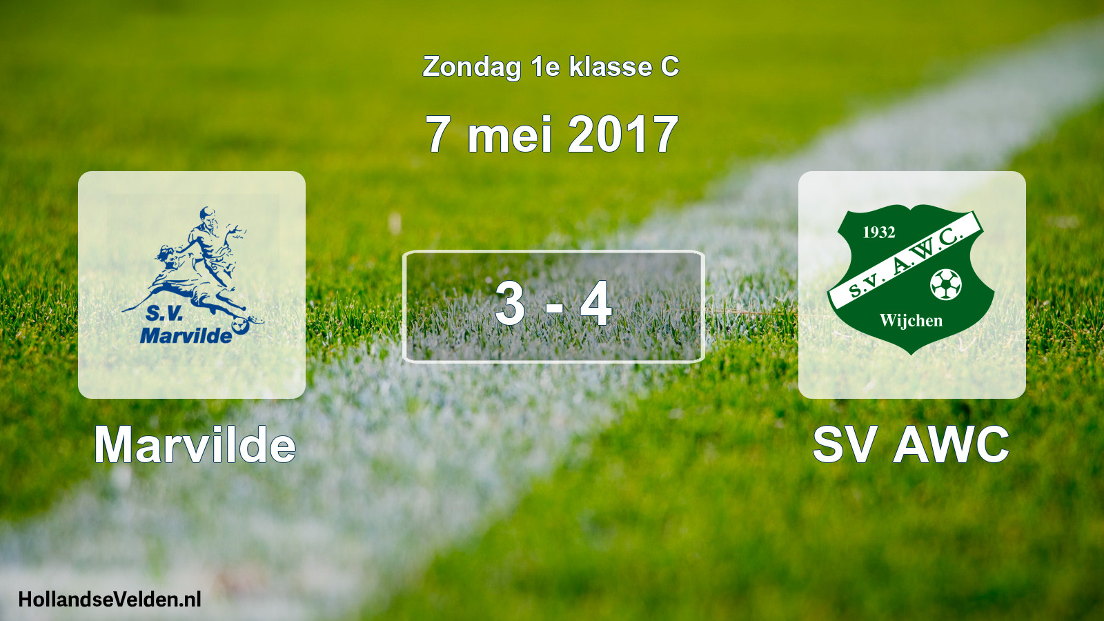 Total number of matches played: Marvilde - SV AWC 3 - 4 (7 May 2017)