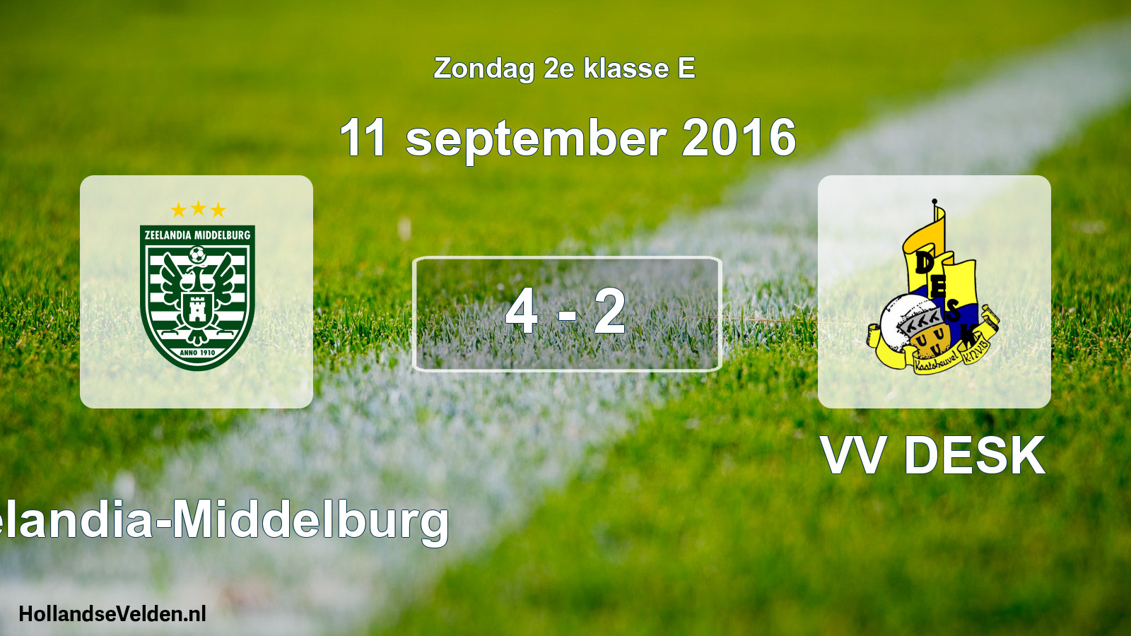 Total number of matches played: Zeelandia-Middelburg - VV DESK 4 - 2 (11 September 2016)