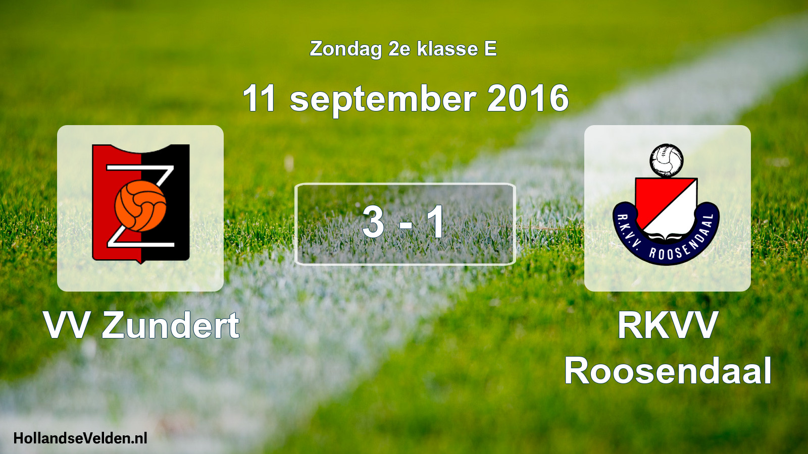Total number of matches played: VV Zundert - RKVV Roosendaal 3 - 1 (11 September 2016)