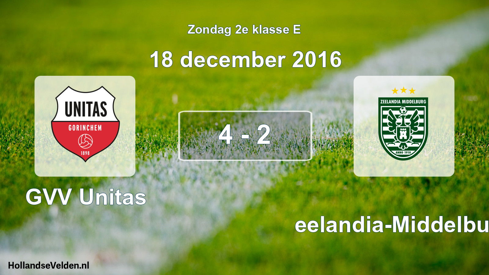 Total number of matches played: GVV Unitas - Zeelandia-Middelburg 4 - 2 (18 December 2016)