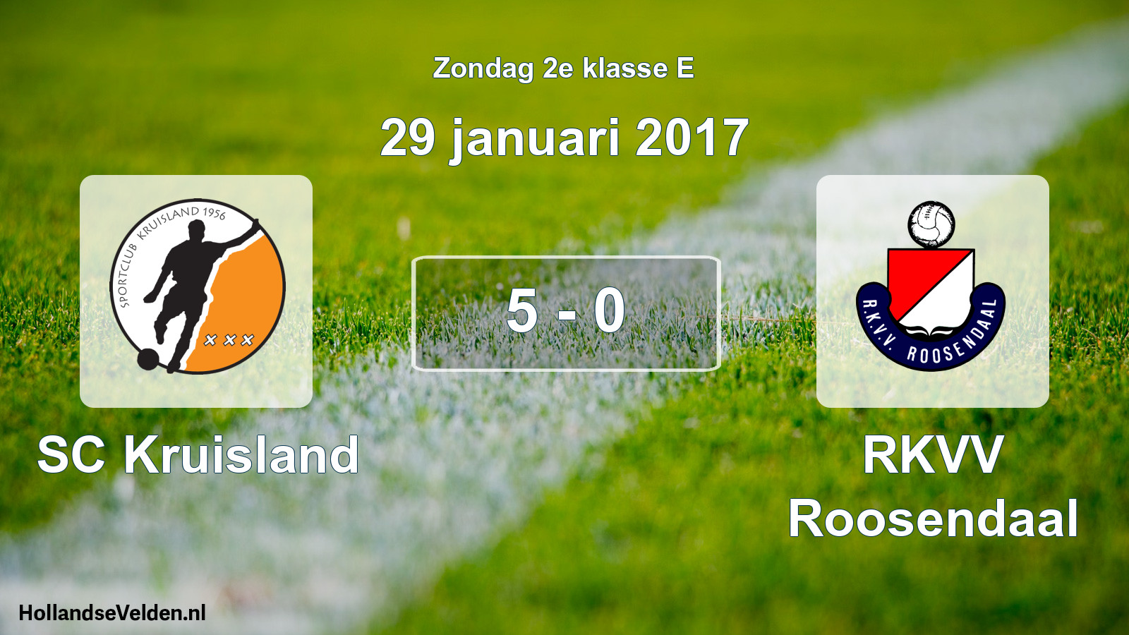 Total number of matches played: SC Kruisland - RKVV Roosendaal 5 - 0 (29 January 2017)