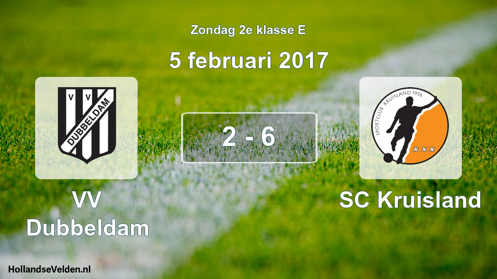 Total number of matches played: VV Dubbeldam - SC Kruisland 2 - 6 (5 February 2017)