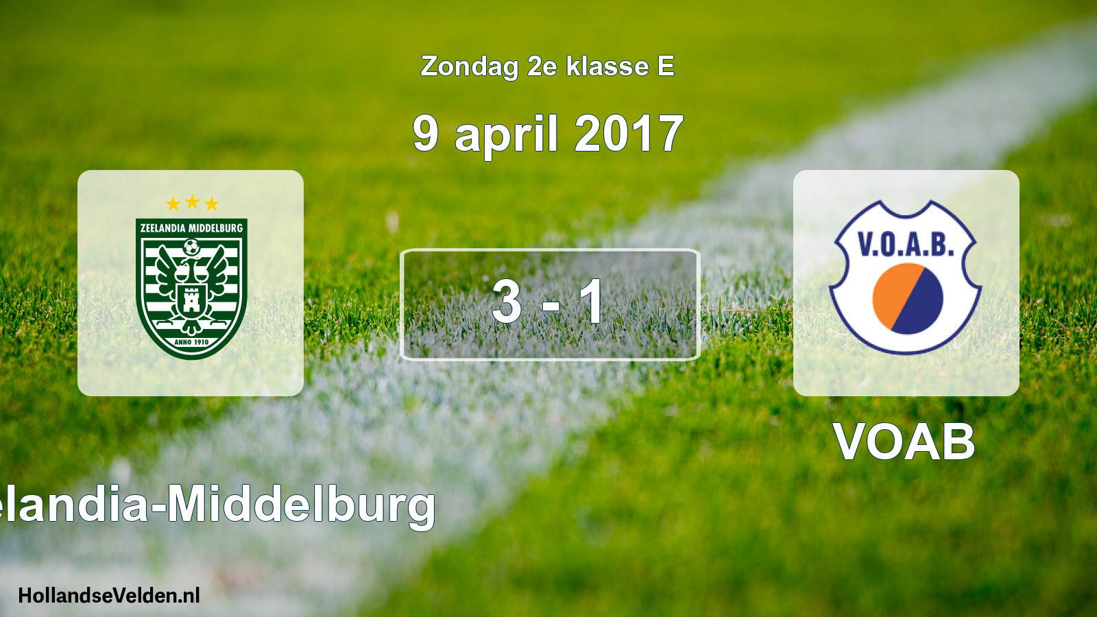 Total number of matches played: Zeelandia-Middelburg - VOAB 3 - 1 (9 April 2017)