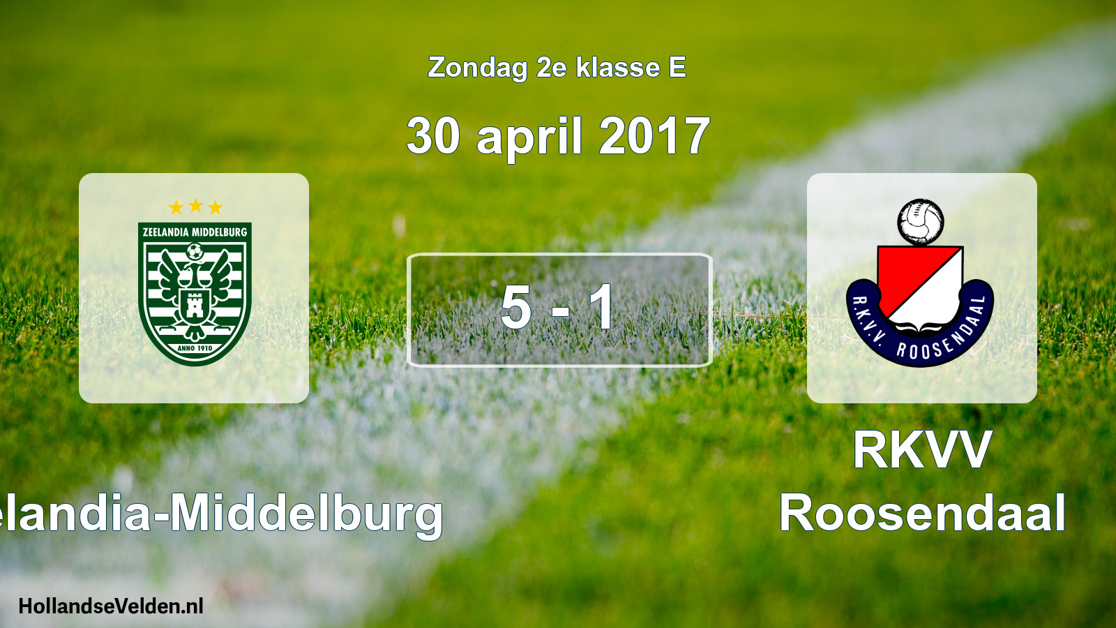 Total number of matches played: Zeelandia-Middelburg - RKVV Roosendaal 5 - 1 (30 April 2017)