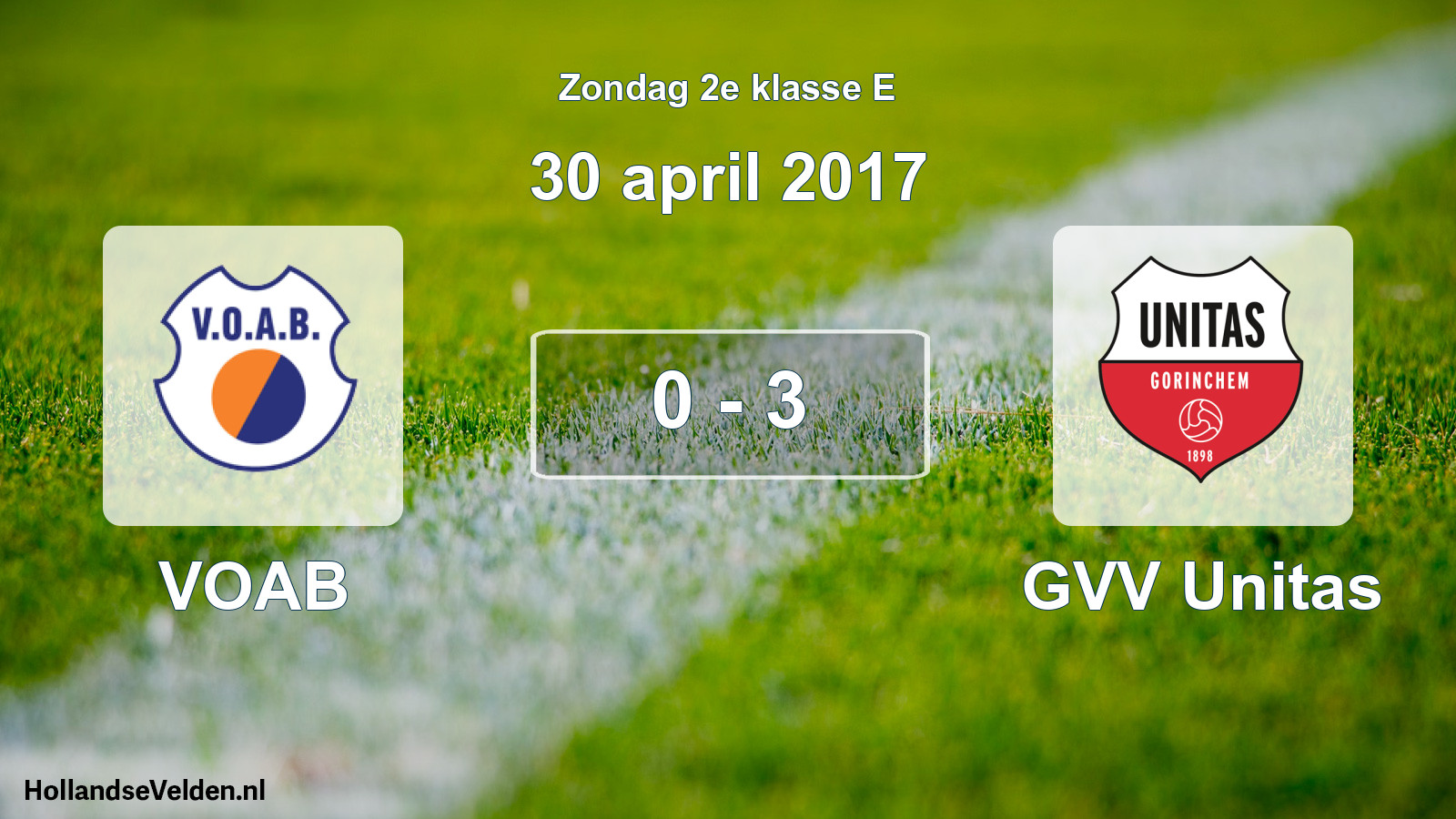 Total number of matches played: VOAB - GVV Unitas 0 - 3 (30 April 2017)