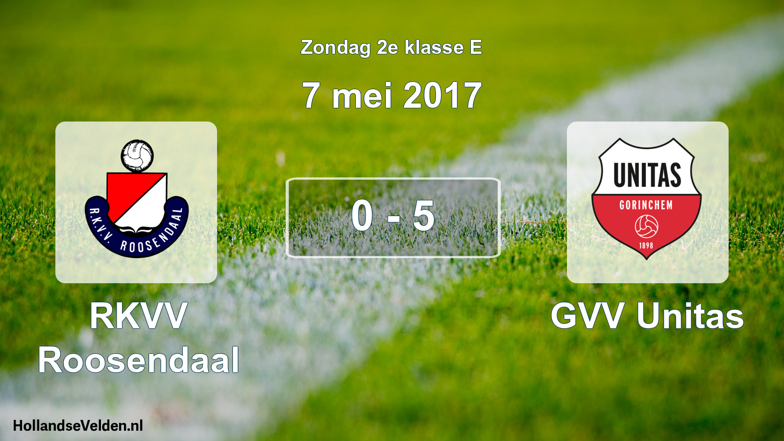 Total number of matches played: RKVV Roosendaal - GVV Unitas 0 - 5 (7 May 2017)
