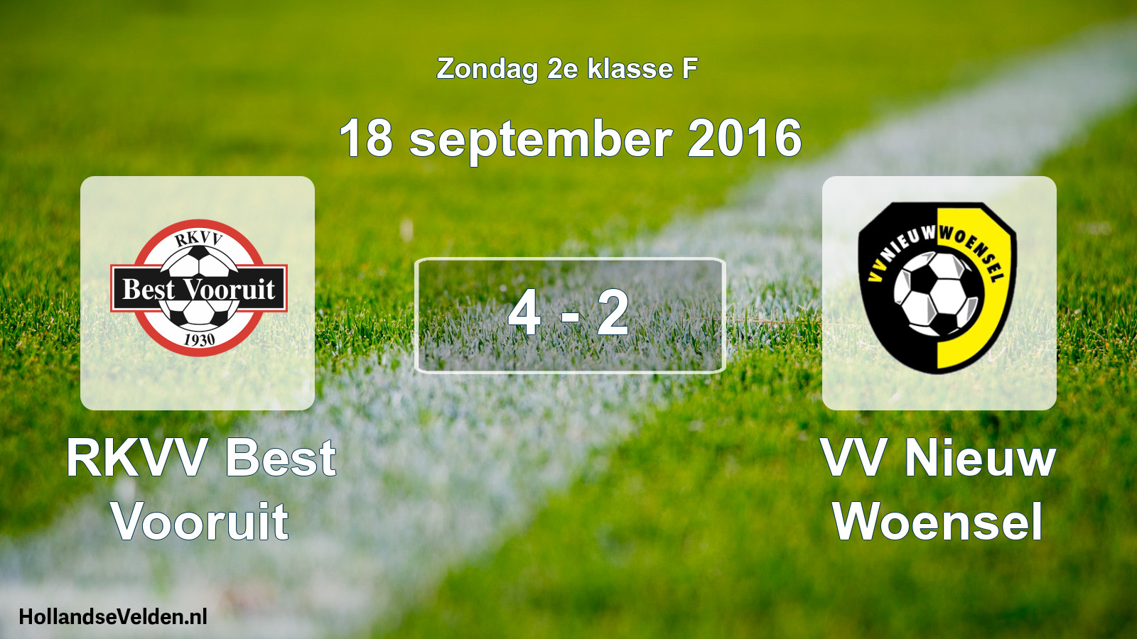 Total number of matches played: RKVV Best Vooruit - VV Nieuw Woensel 4 - 2 (18 September 2016)