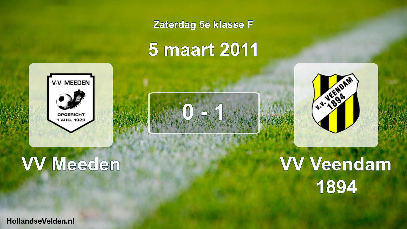 Total number of matches played: VV Meeden - VV Veendam 1894 0 - 1 (5 March 2011)