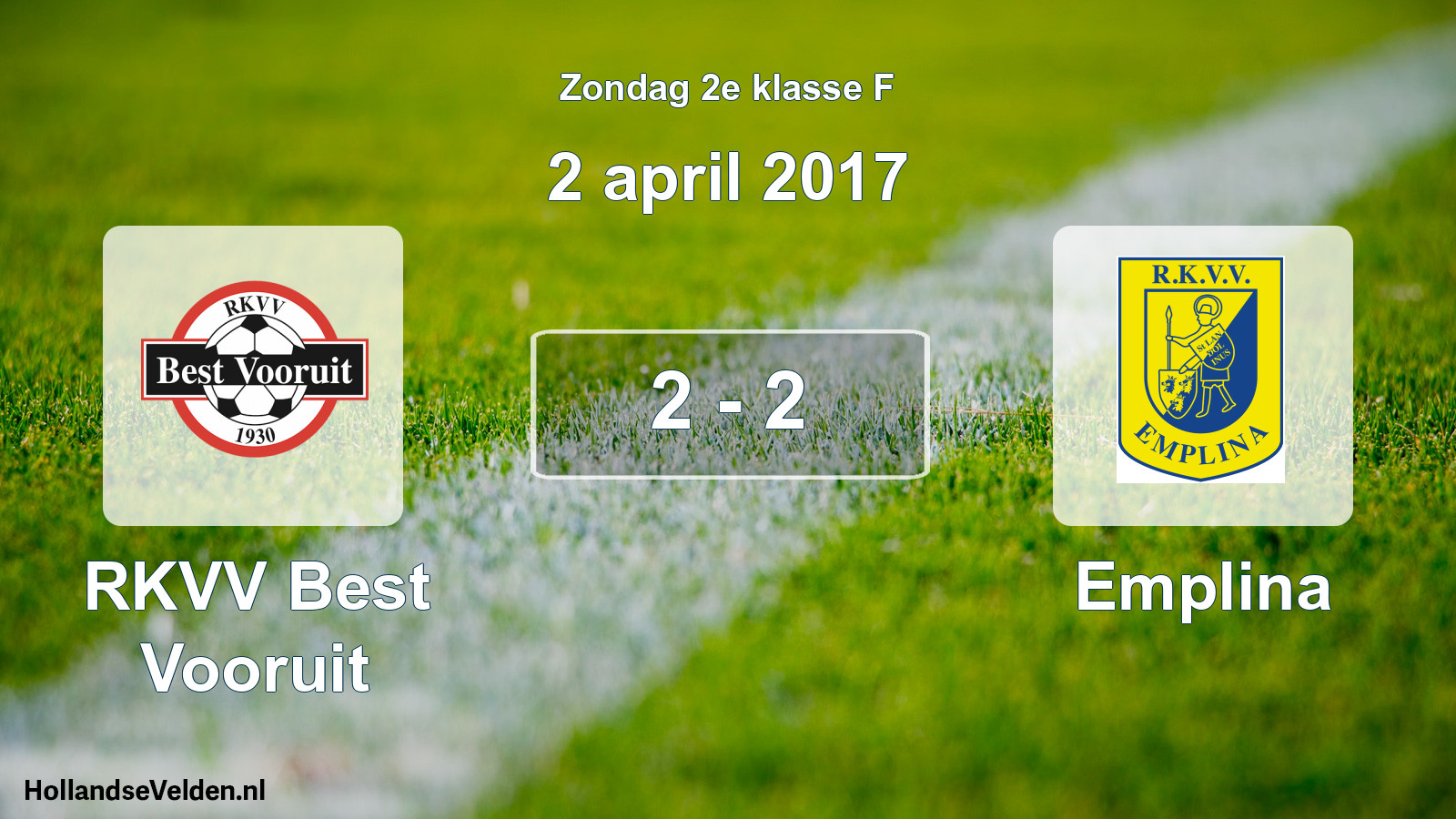 Total number of matches played: RKVV Best Vooruit - Emplina 2 - 2 (2 April 2017)