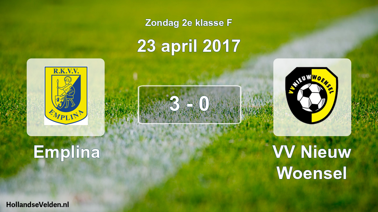 Total number of matches played: Emplina - VV Nieuw Woensel 3 - 0 (23 April 2017)