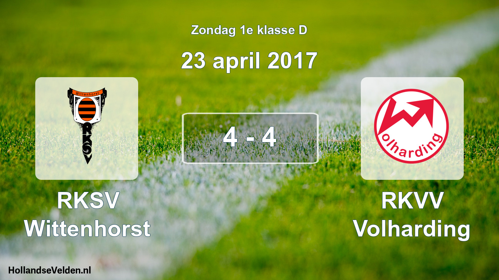 Total number of matches played: RKSV Wittenhorst - RKVV Volharding 4 - 4 (23 April 2017)