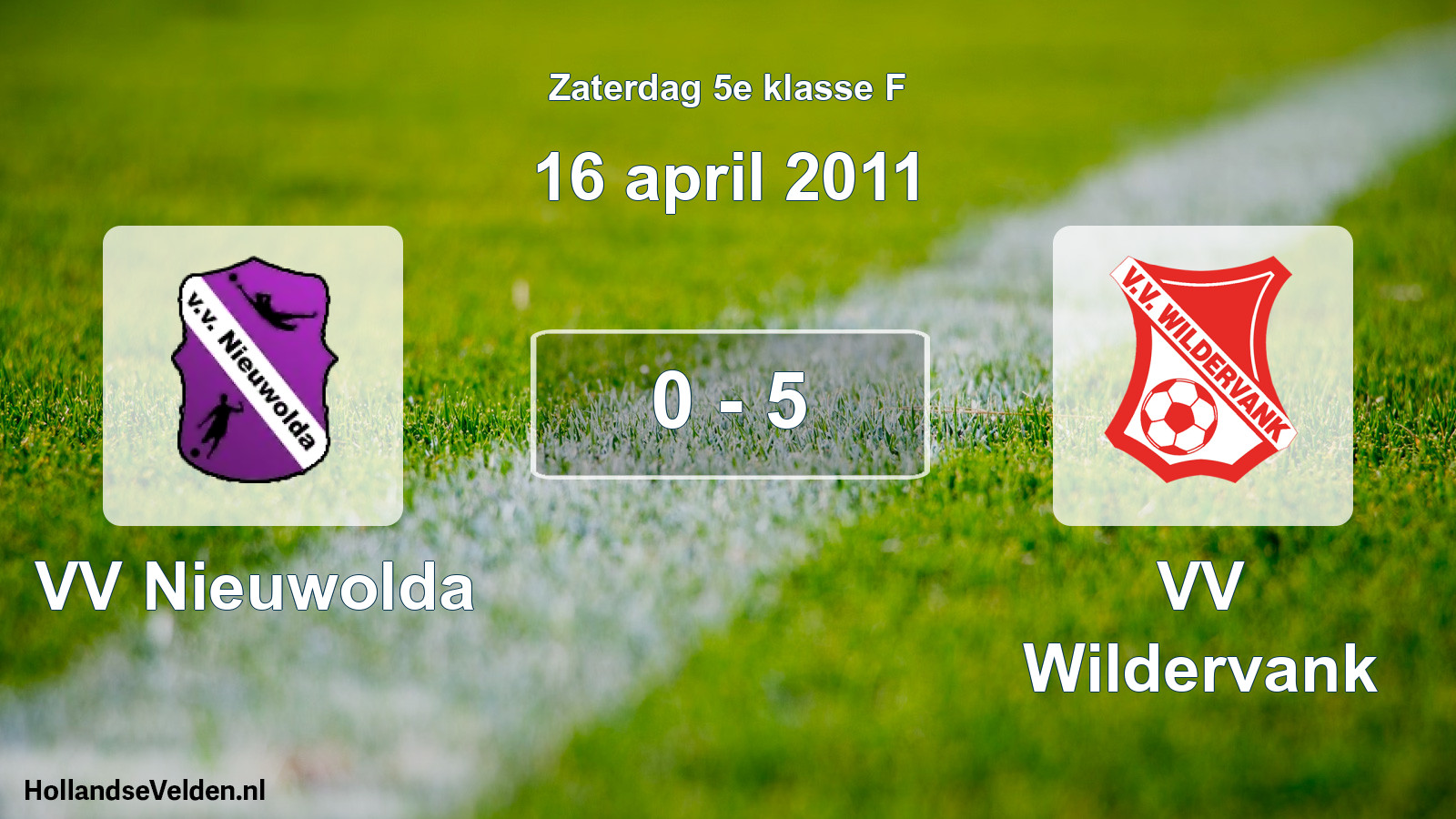 Total number of matches played: VV Nieuwolda - VV Wildervank 0 - 5 (16 April 2011)