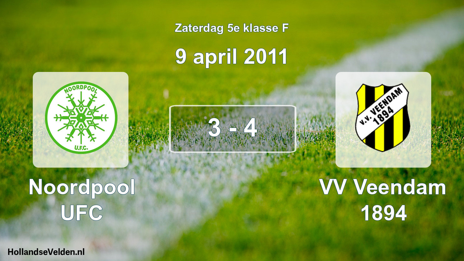 Total number of matches played: Noordpool UFC - VV Veendam 1894 3 - 4 (9 April 2011)