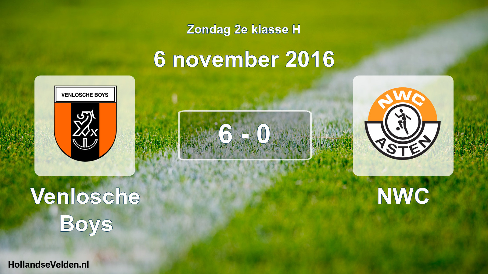 Total number of matches played: Venlosche Boys - NWC 6 - 0 (6 November 2016)