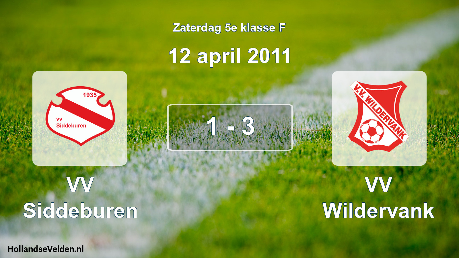 Total number of matches played: VV Siddeburen - VV Wildervank 1 - 3 (12 April 2011)