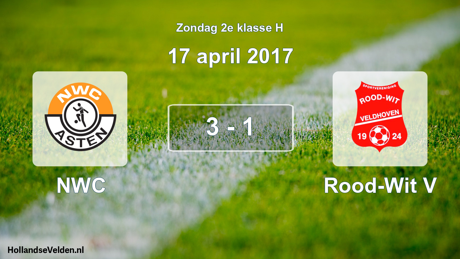 Total number of matches played: NWC - Rood-Wit V 3 - 1 (17 April 2017)