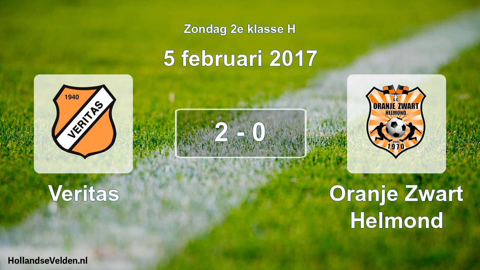 Total number of matches played: Veritas - Oranje Zwart Helmond 2 - 0 (5 February 2017)