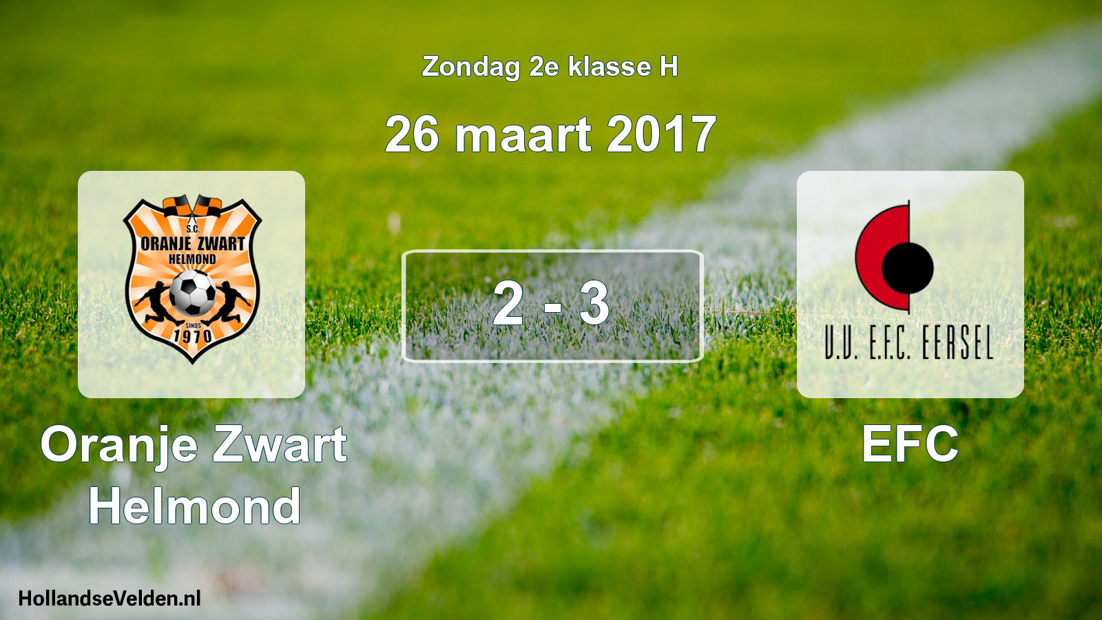 Total number of matches played: Oranje Zwart Helmond - EFC 2 - 3 (26 March 2017)