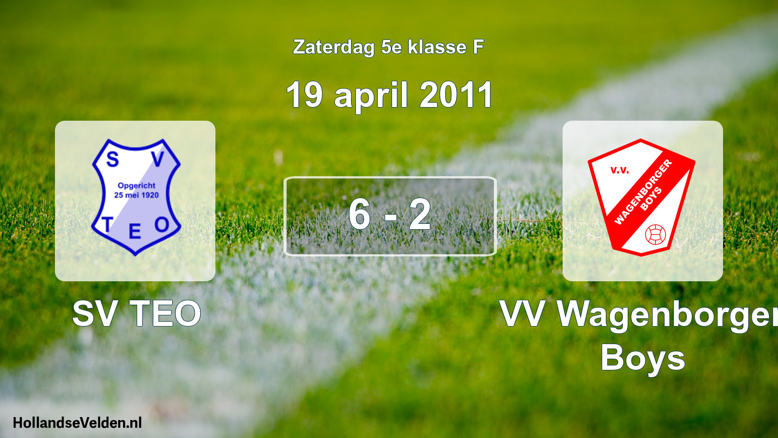 Total number of matches played: SV TEO - VV Wagenborger Boys 6 - 2 (19 April 2011)