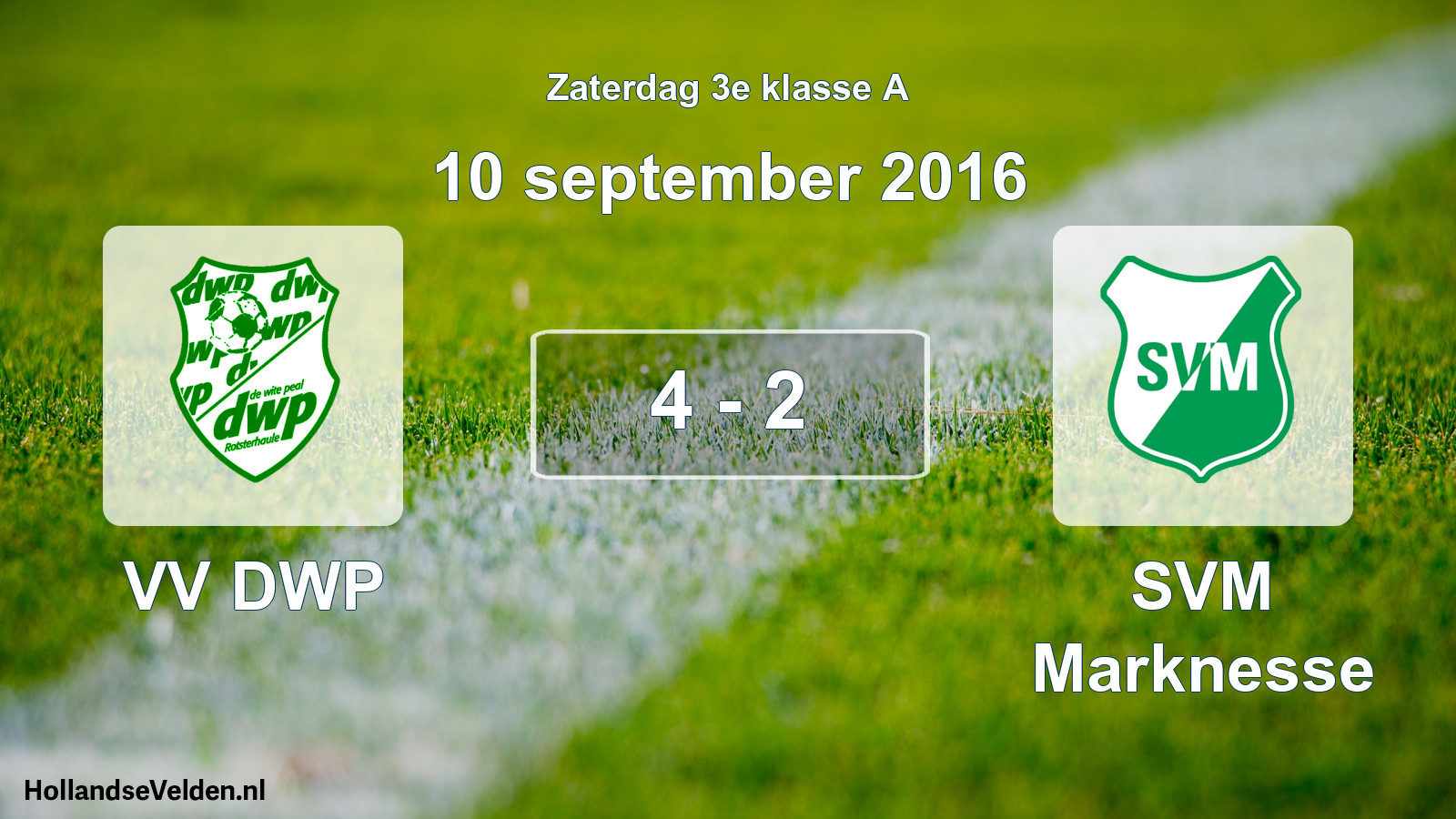 Total number of matches played: VV DWP - SVM Marknesse 4 - 2 (10 September 2016)