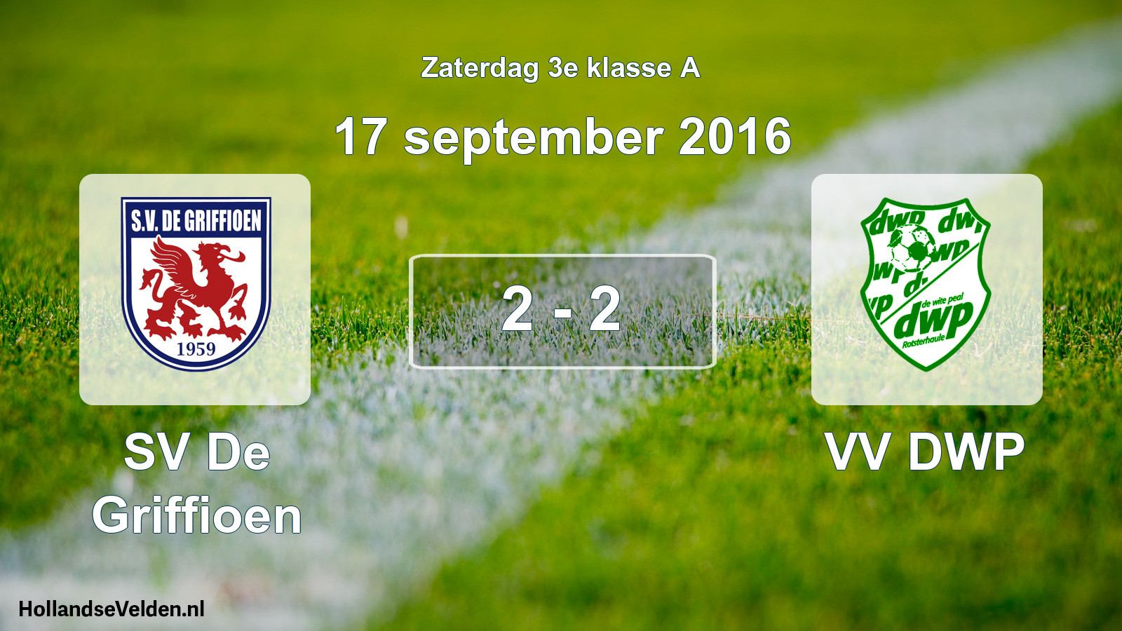 Total number of matches played: SV De Griffioen - VV DWP 2 - 2 (17 September 2016)