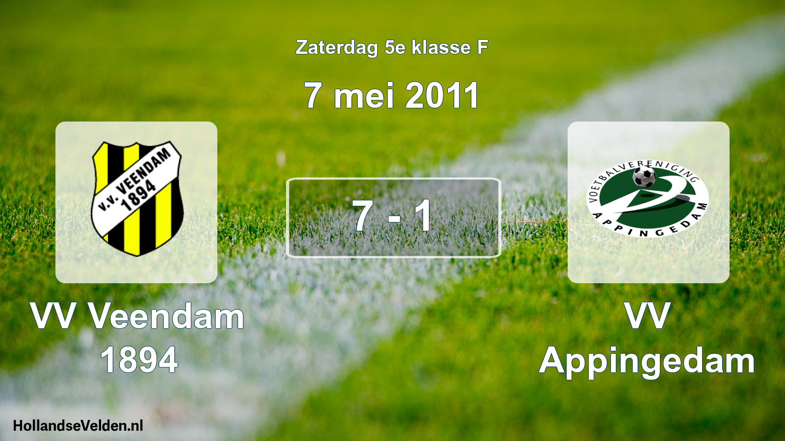 Total number of matches played: VV Veendam 1894 - VV Appingedam 7 - 1 (7 May 2011)