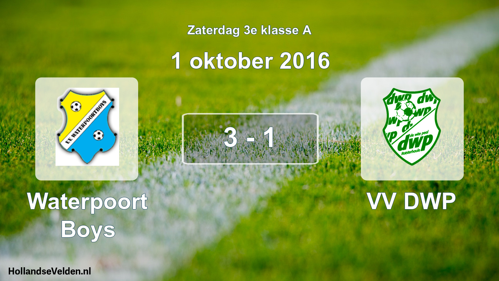 Total number of matches played: Waterpoort Boys - VV DWP 3 - 1 (1 October 2016)
