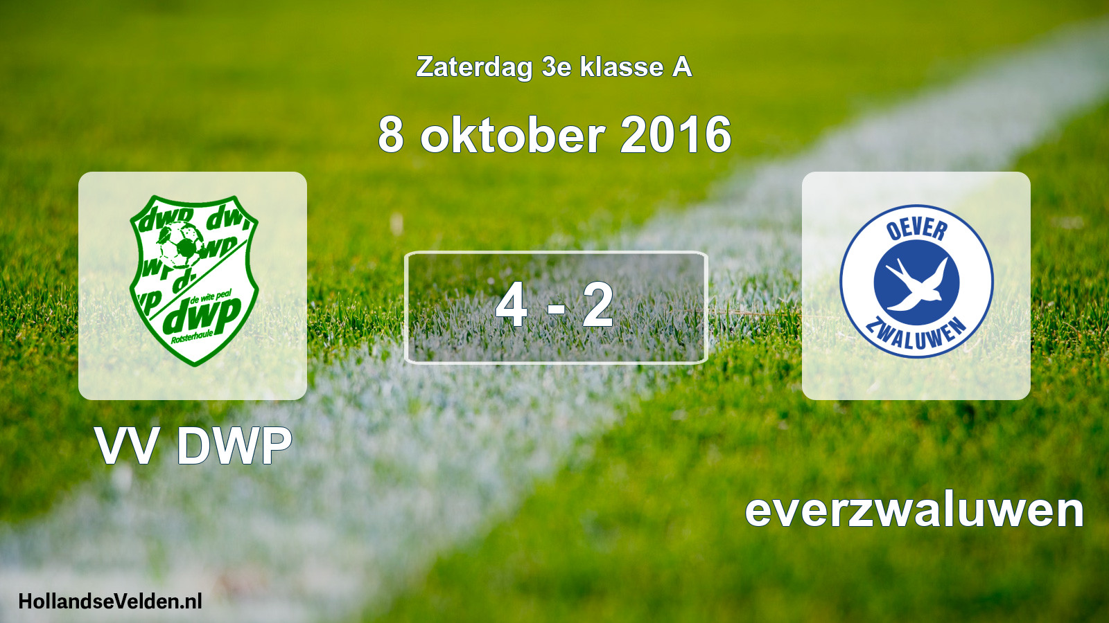Total number of matches played: VV DWP - Oeverzwaluwen 4 - 2 (8 October 2016)