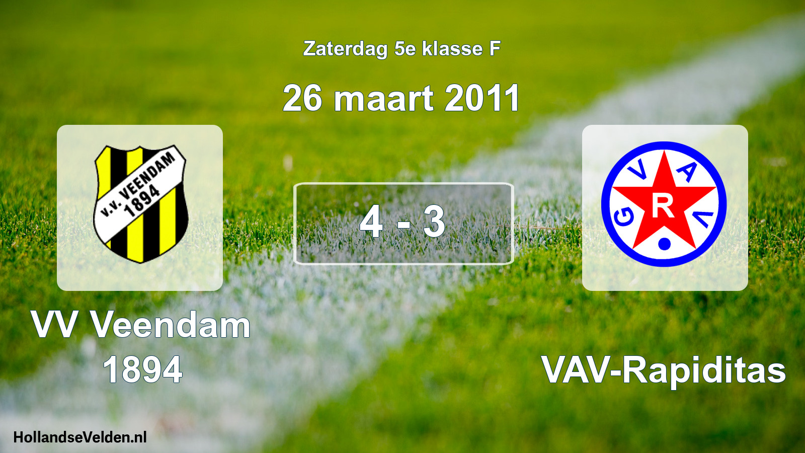 Total number of matches played: VV Veendam 1894 - GVAV-Rapiditas 4 - 3 (26 March 2011)