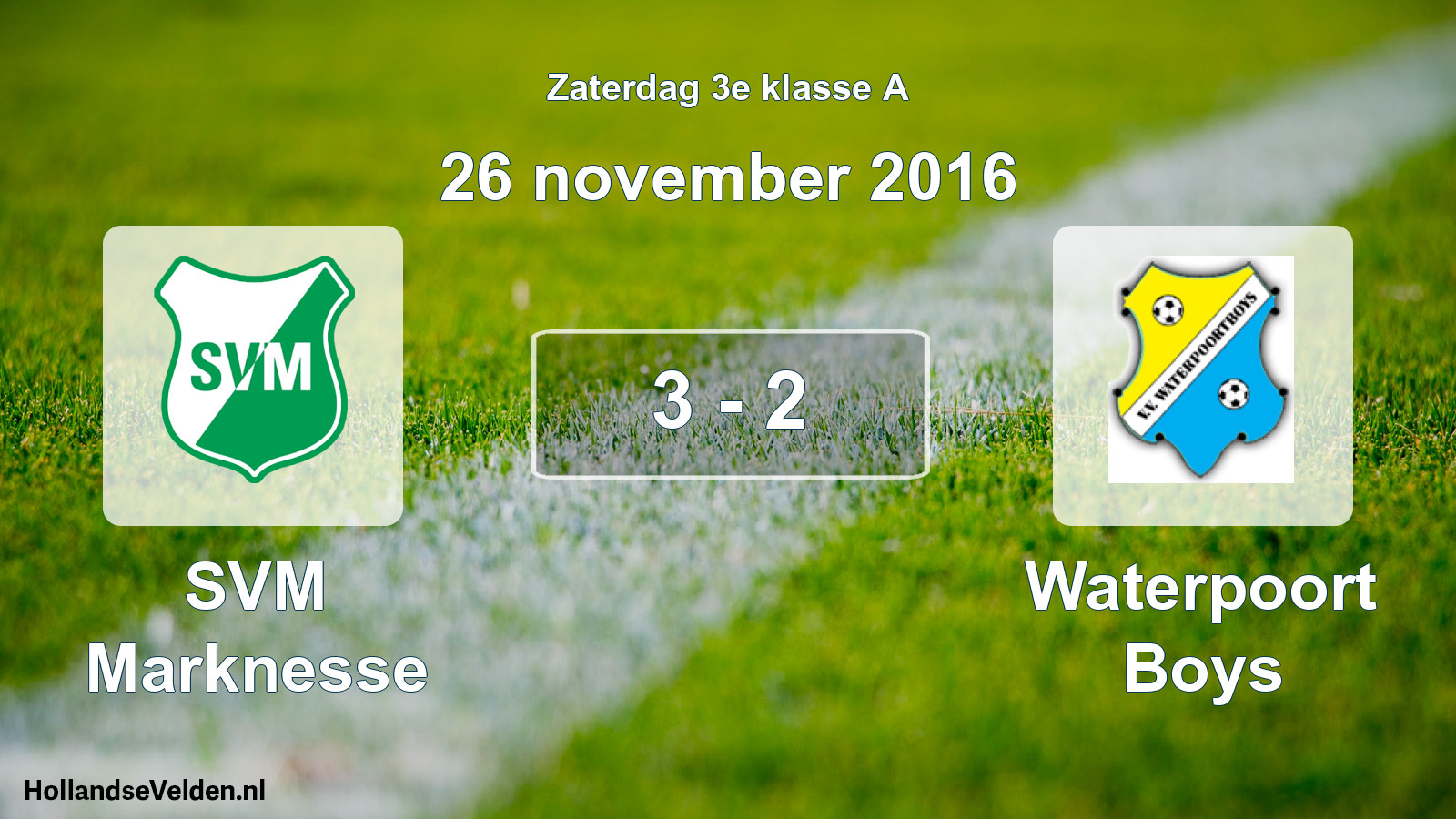 Total number of matches played: SVM Marknesse - Waterpoort Boys 3 - 2 (26 November 2016)