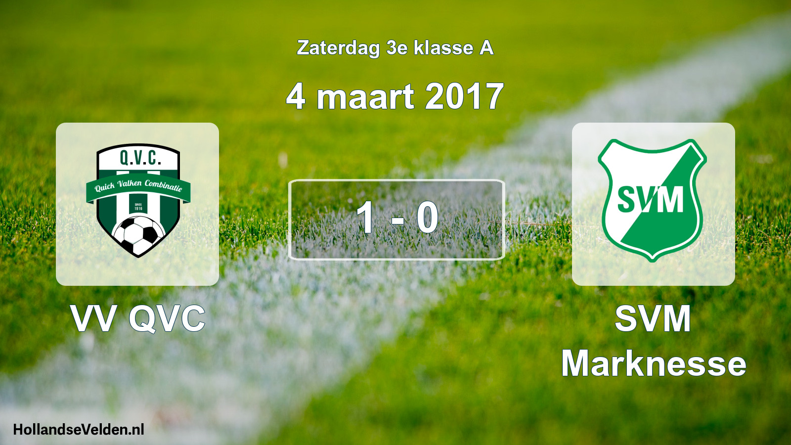 Total number of matches played: VV QVC - SVM Marknesse 1 - 0 (4 March 2017)