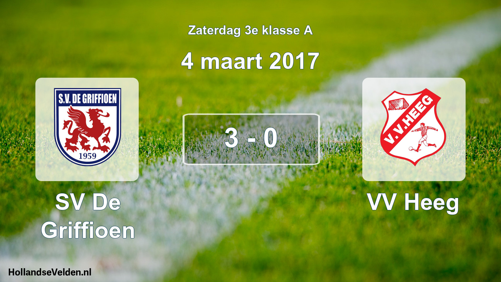 Total number of matches played: SV De Griffioen - VV Heeg 3 - 0 (4 March 2017)
