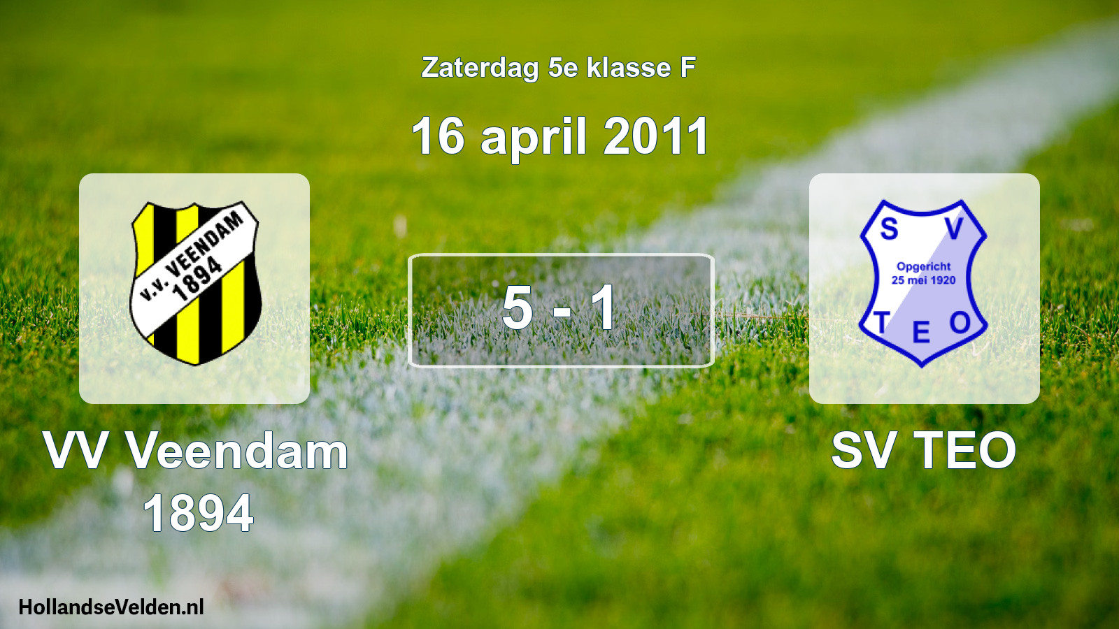 Total number of matches played: VV Veendam 1894 - SV TEO 5 - 1 (16 April 2011)