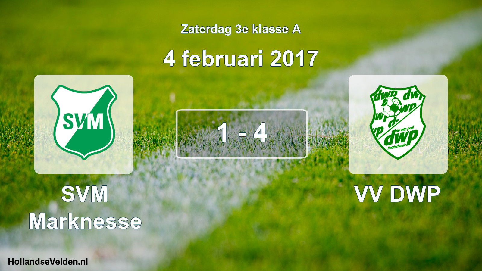 Total number of matches played: SVM Marknesse - VV DWP 1 - 4 (4 February 2017)