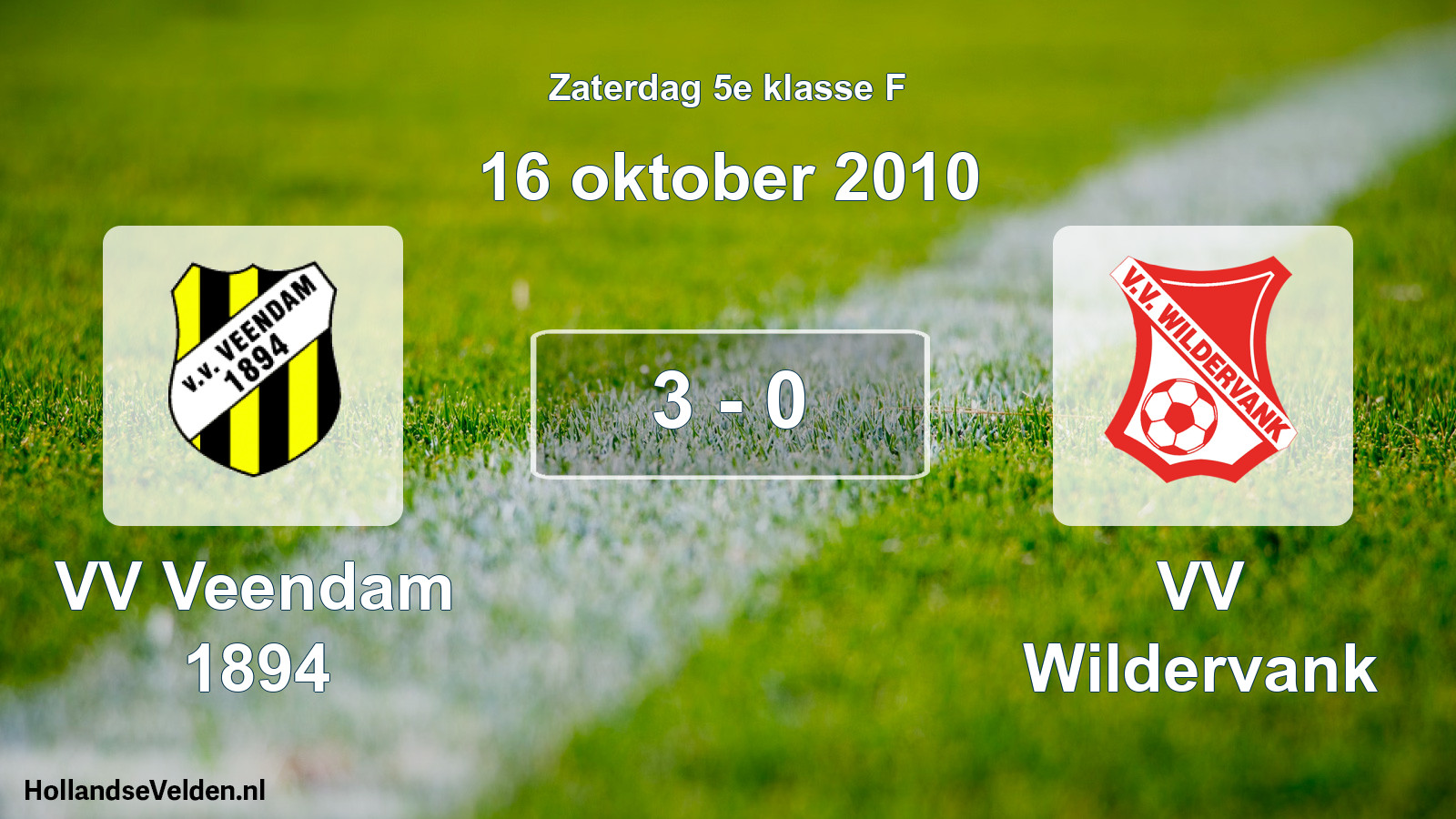 Total number of matches played: VV Veendam 1894 - VV Wildervank 3 - 0 (16 October 2010)