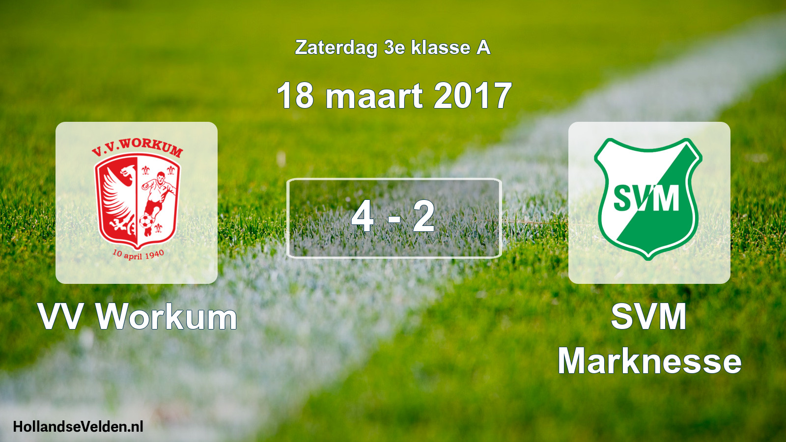 Total number of matches played: VV Workum - SVM Marknesse 4 - 2 (18 March 2017)
