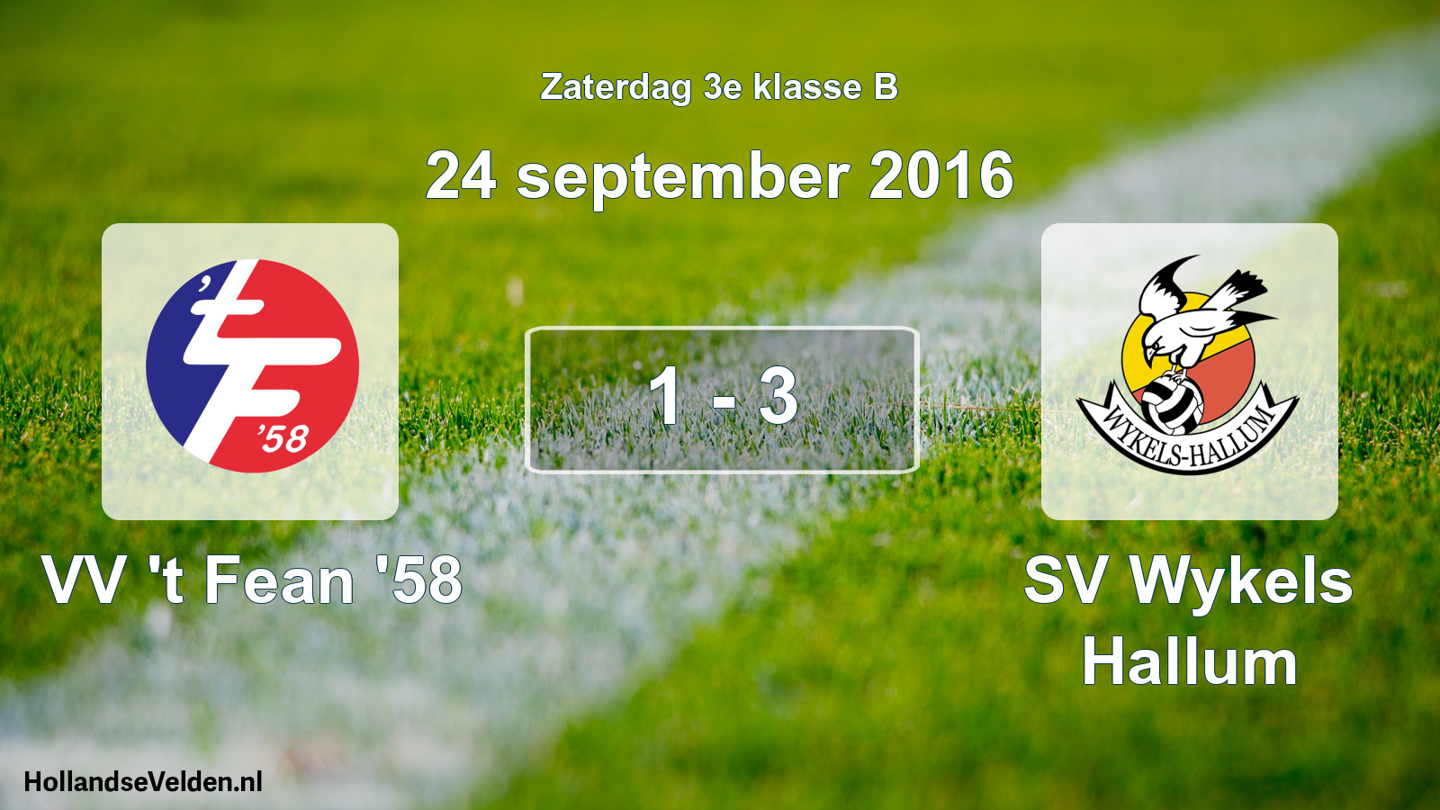 Total number of matches played: VV 't Fean '58 - SV Wykels Hallum 1 - 3 (24 September 2016)