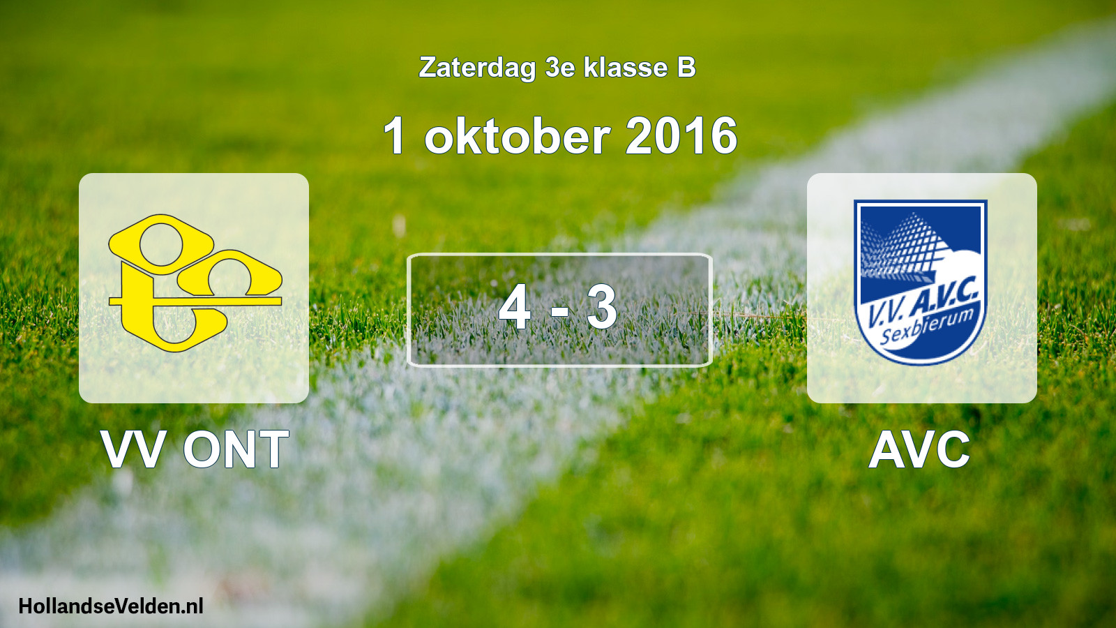Total number of matches played: VV ONT - AVC 4 - 3 (1 October 2016)