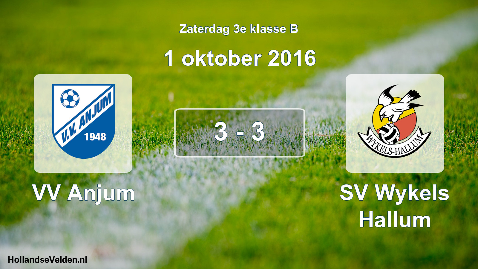 Total number of matches played: VV Anjum - SV Wykels Hallum 3 - 3 (1 October 2016)