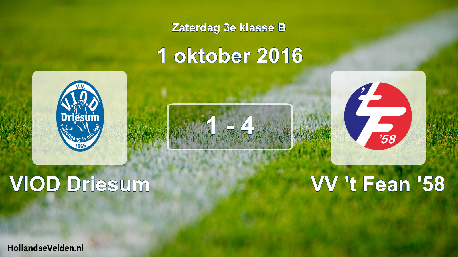 Total number of matches played: VIOD Driesum - VV 't Fean '58 1 - 4 (1 October 2016)